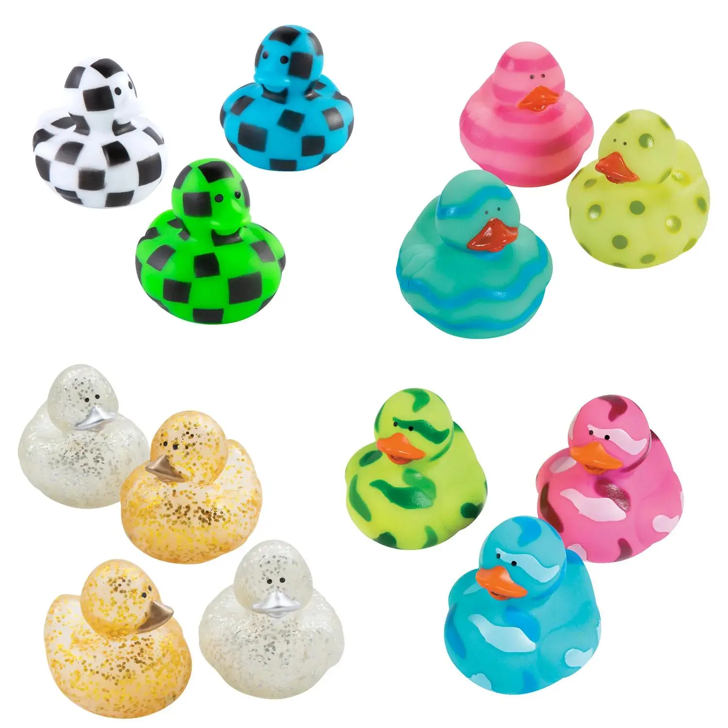 Bulk 48 Pc. Bright & Colorful Pattern Rubber Ducks Assortment
