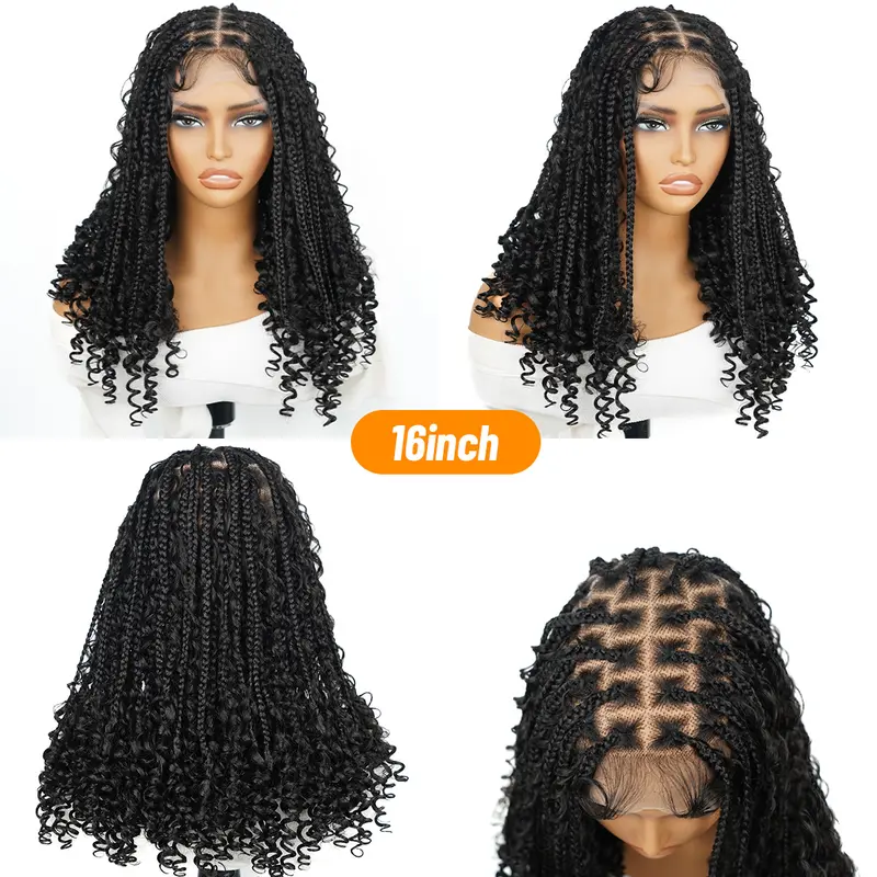 SuperNova 16 Inch Full Lace Bohemian Box Braided Wigs – Luxurious Synthetic Fiber Beauty #Halloween #TikTokShopStockUp #DealsForYouDays Boho Wig Braided Hair Wigs