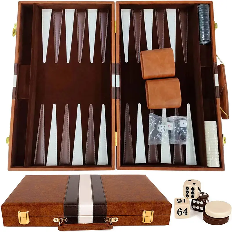Compact Fold Classic Backgammon Set Package - Family Board Game with Premium Holster, Strategy & Tips Guide, Ideal for Birthday Gifts