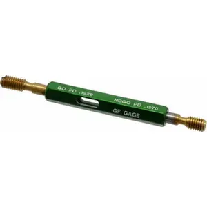 GF Gage Plug Thread Gage: #12-28 Thread, 2B Class, Double End, Go & No Go 0.1928" Go Pitch Dia, 0.197" No Go Pitch Dia, Handle Included W0216282BSTIN