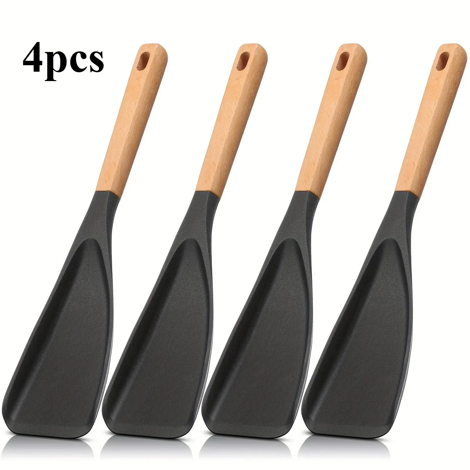 4-Piece Heat-Resistant Nonstick Grill Spatula Set - Kitchen Utensils for Flipping Pancakes, Eggs, Fish - 446°F/230°C Tolerance, Wide Mouth Design, Easy-to-Clean - Compatible with Pans & Grills, Mother’s Day Gift