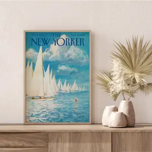 The New Yorker Prints , Sailboat PRINTABLE Wall Art, New Yorker Print , Vintage New Yorker Art , New Yorker Poster
