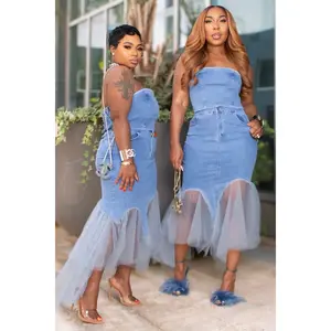 Dolly Denim Dreams Tulle Trim Skirt Set