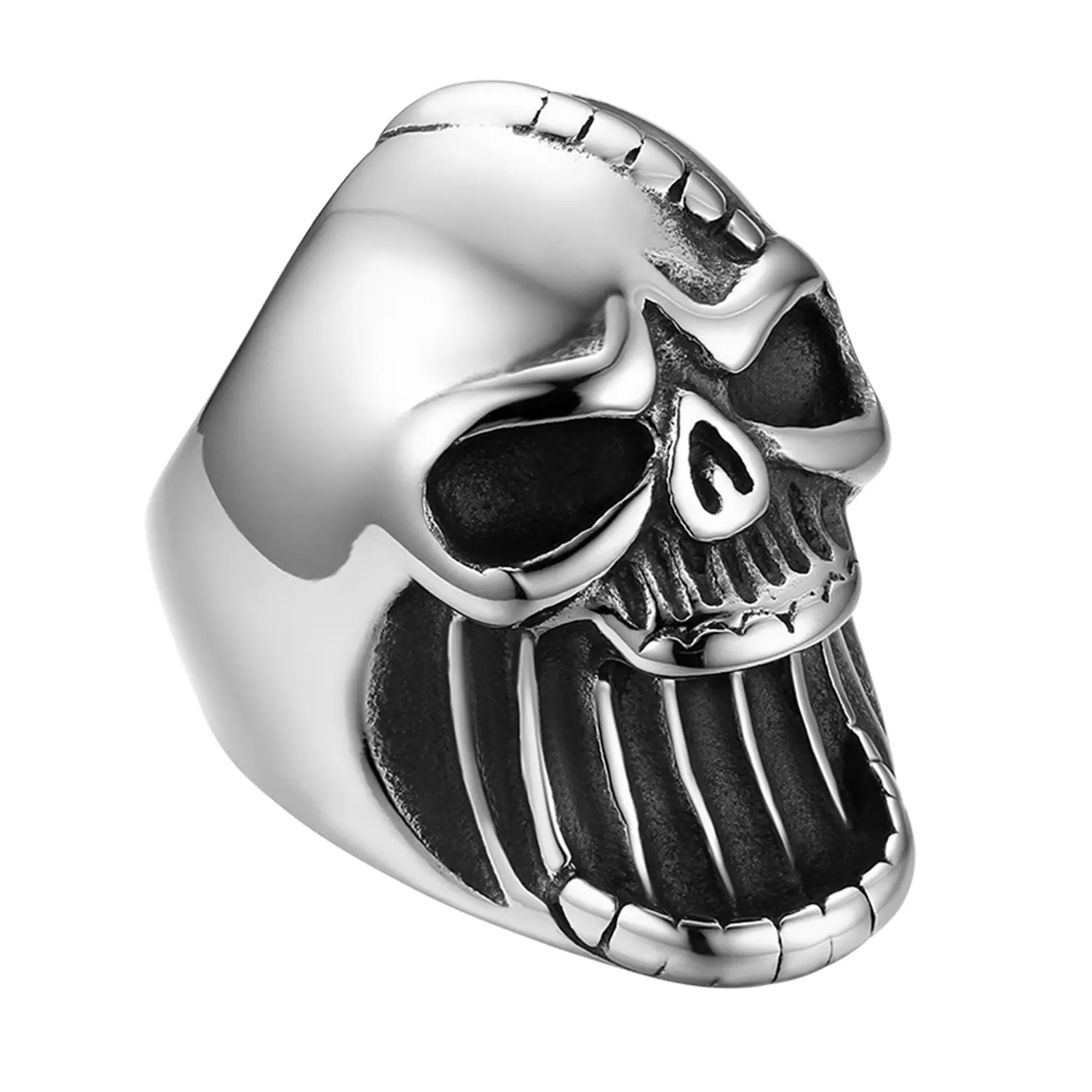 OIDEA Gothic Utility EDC Ring - Anti-Rust Stainless Steel, 3.2cm Wide Macabre Style Biker Punk Statement Ring for Men, Edc Rings