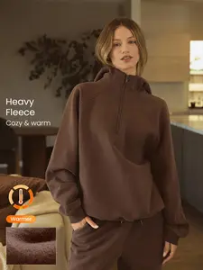GLOWMODE Heavyweight Fleece Half-zip Oversized Hoodie Jacket Thick Thermal Warm Winter