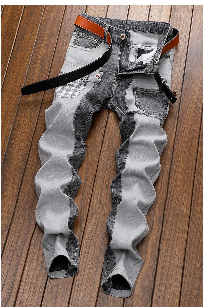 spring autumn cargos Men's clothing straight new Cargo slim casual original designer cowboy work Splice jeans pants Trousers Menswear