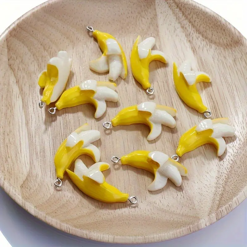 20pcs Vibrant Yellow Banana-Shaped Resin Kawaii Pendants - Unique Personality Accessories for DIY Jewelry Making - Perfect for Daily Wear, Fashionable and Eye-Catching