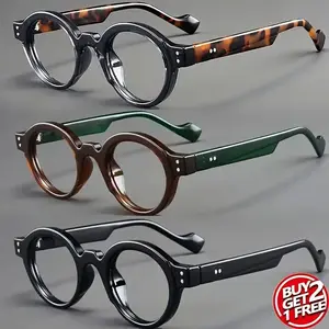 3PCS men's and women's classic retro round rice nail trendy, high-definition reading glasses - PC material,+1.0 to+4.0 degrees, lightweight and durable, High Quality Eyewear, Reading Eyeglasses