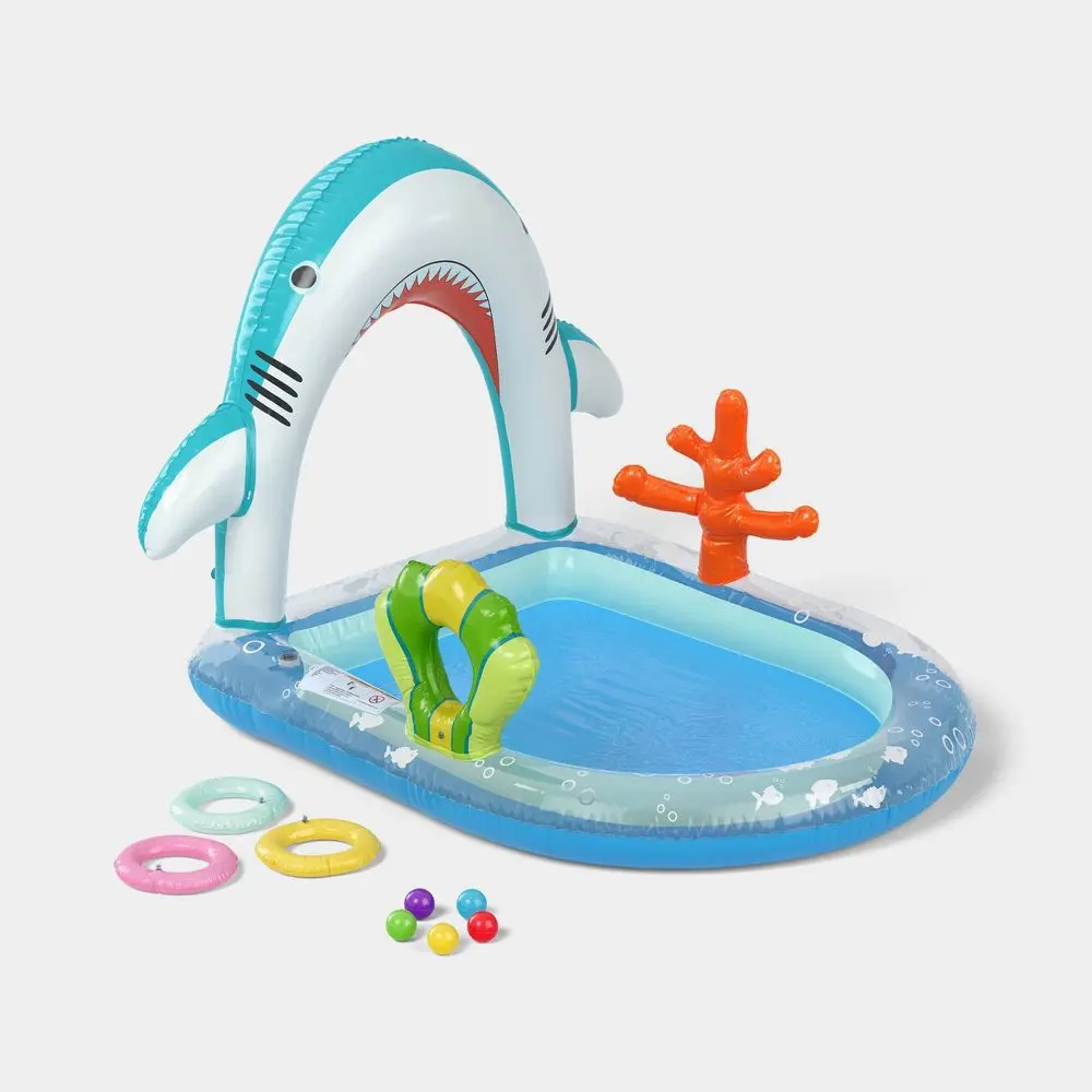 Sun Squad Shark Play Center Inflatable Water Park for Group 2 Years and Up 12 People PVC Durable Lightweight