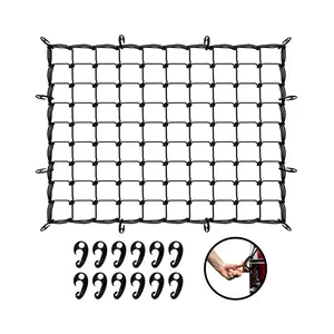 Mockins 39" x 36" Bungee Cargo Net | Stretches to 80" x 75" | 12 Hooks | Car Van SUV Truck | Thick Cord Net