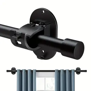 No-Drill Curtain Rod Holder, Self-Adhesive Installation Clip, Easy to Install, Suitable for Bathroom Kitchen Apartment, Vintage Style Durable Plastic, Adjustable Curtain Rods