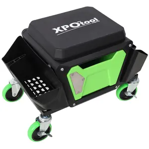 Heavy Duty Mechanic Stool with 330lbs Load Capability, Garage Stool with Wheels, Rolling Creeper with Soft Rubber Cushion Seating for Auto Repair and DIY Home Car Beauty, Green And Black Color