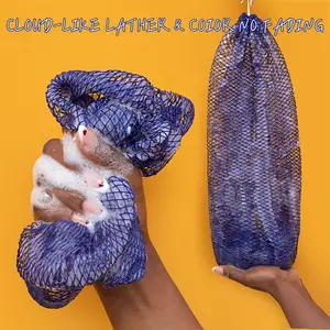 African Exfoliating Net Sponge, Long Stretch Back Scrubber for Shower, Deep Clean Body Washcloth for Dead Skin & Keratosis Pilaris, Reusable Bath Sponge for Smooth Skin