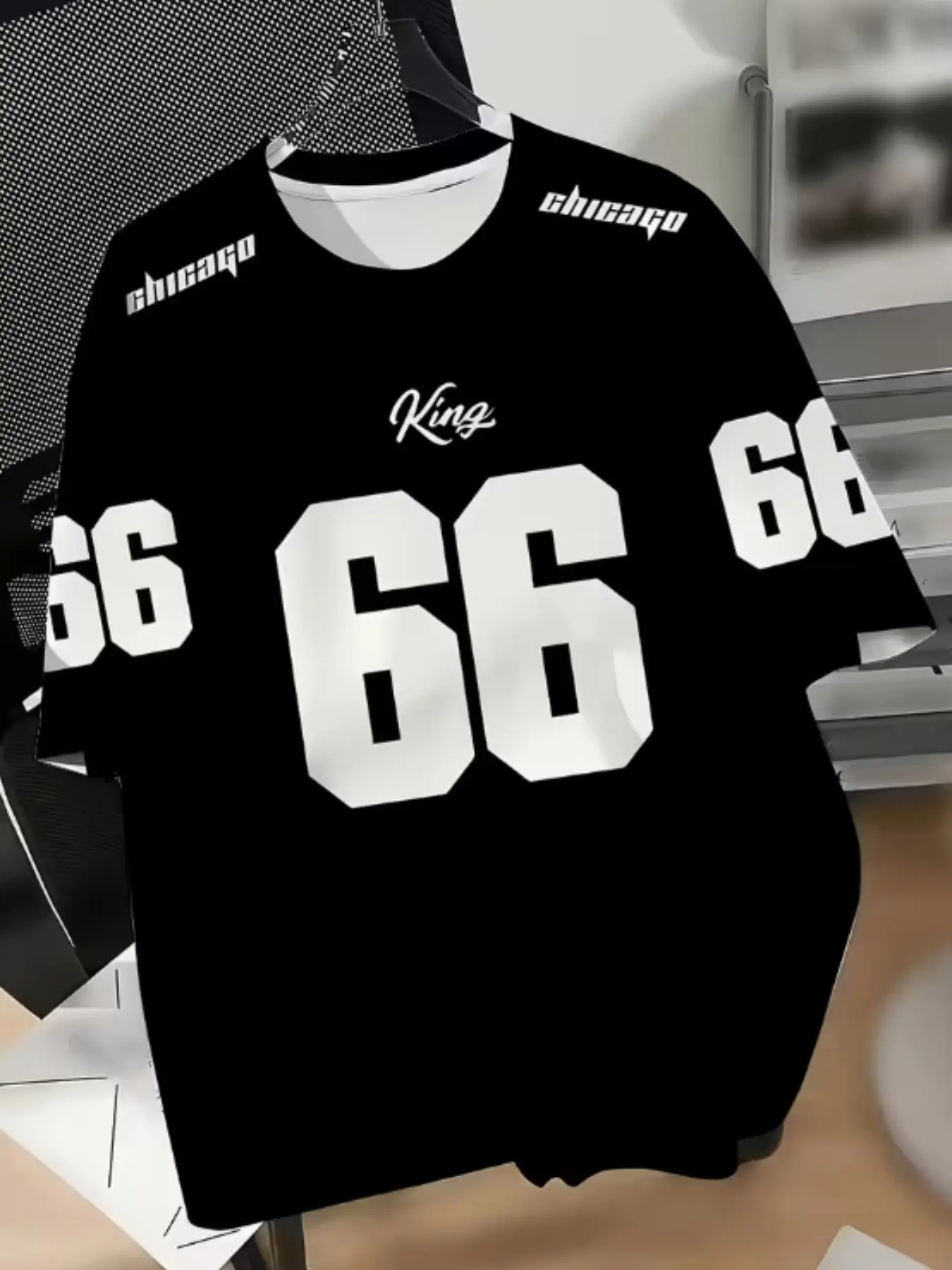 Men's 3D Printed Digital 66 Pattern Summer Street Fashion Essential Round Neck Sports Short Sleeve T-Shirt, Casual Comfortable Daily Wear, Activewear Tees, Athletic Sportswear, Casual Sport Top