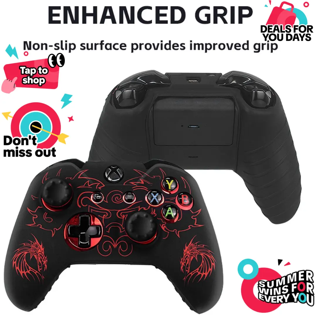 controller skin for x,controller, anti-slip silicone cover protector case accessories set for Microsoft Xbox One wireless/wired gamepad joystick, includes 2 thumb grip caps extends playtime，enhance gaming， ps5 accessories., Controller Grips, Protection