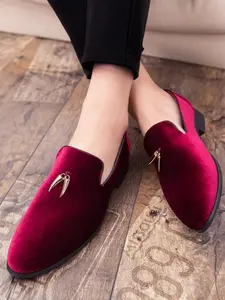 Men's Minimalist Temperament Velvet Loafers, Trendy Pointed Toe Slip-on Loafers, Fashionable Shoes for Daily Wear, Casual Slip On, Flat, Slipon