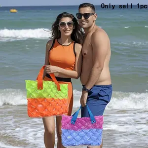 1pc Waterproof Inflatable Beach Bag, PVC Material Crossbody Shoulder Bag, Convenient Single Strap Design, Perfect for Seaside Adventures