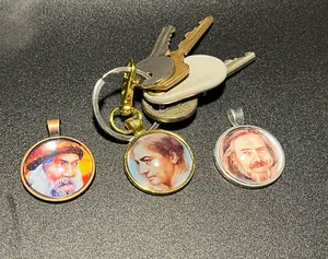Jiddu Krishnamurti, Osho, Alan Watts glass keychains. Spirituality/philosophy key decorations