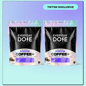 Two 14 Serving Coffee+ Mild Roast Beverage | Coffee Blend with Lion's Mane, Chaga, L-Theanine, and Collagen Protein | 2 14 Serving bags