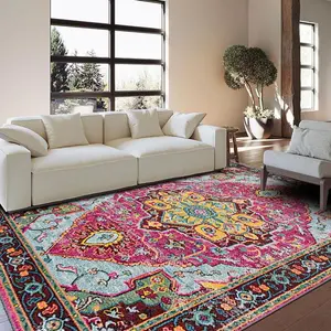Boho Type Floral Pattern Rug, 1 Count Non-slip Soft Floor Mat, Decorative Carpet for Home Living Room Bedroom Study Room, Sister Gifts