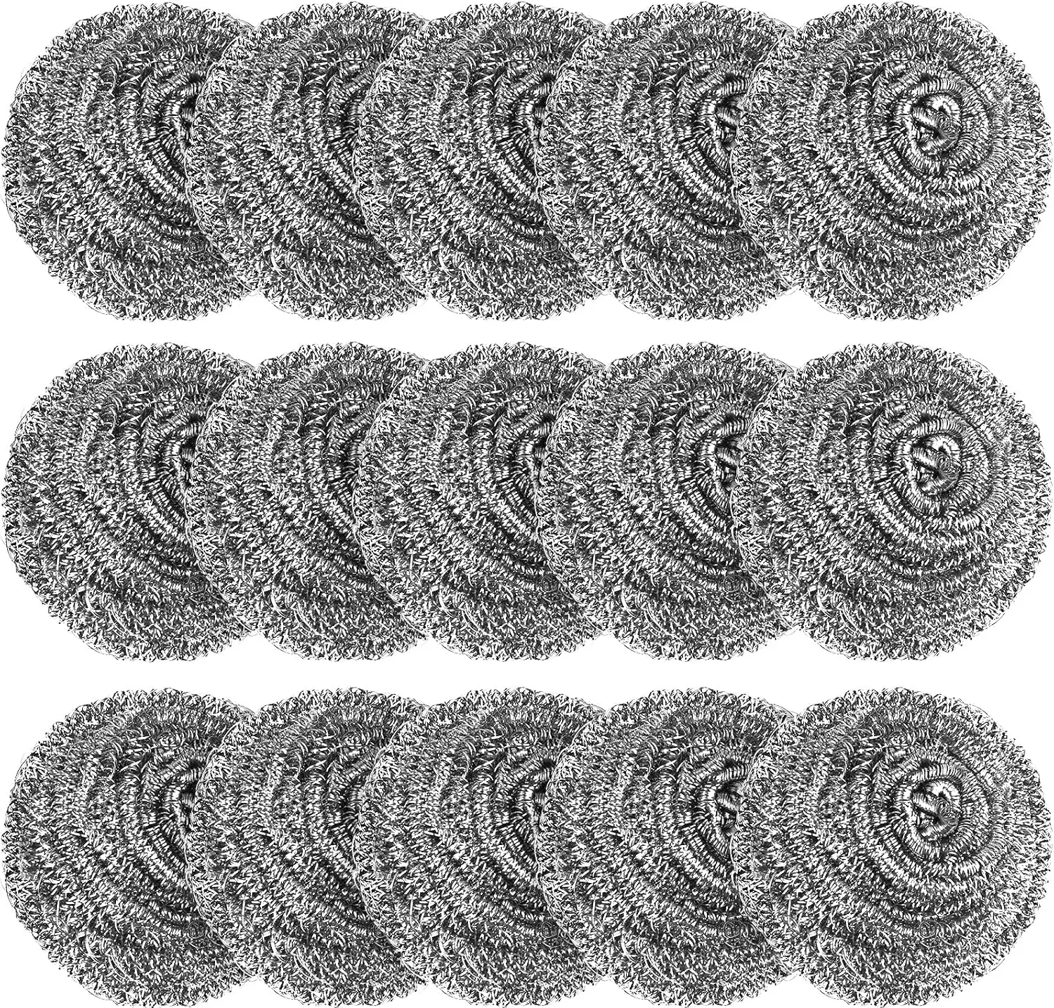 15 Pack Steel Wool Scrubber, Metal Kitchen Scrubbing Sponges, Dishwashing Scouring Pads Heavy Duty, Premium Stainless Steel Scrubbers for Cleaning Dishes Pots and Pans Bathroom Oven (Sliver) by VOPTON