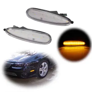 2PCS Clear Lens Amber LED Front Bumper Side Marker Light Parking Lights Kit For Pontiac GTO 2004 2005 2006