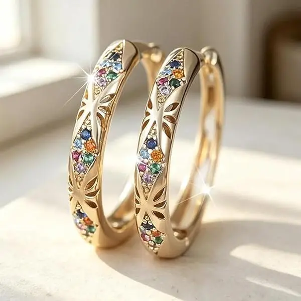 Diamond-Shaped Hoop Earrings for Women - Classic Luxurious Versatile Bling Cubic Zirconia Huggie Earrings, Trendy Statement Costume Jewelry, Hypoallergenic Ear Cuffs Gifts for Party, Engagement, Wedding, Anniversary, Daily Commute
