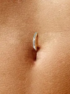 Fashion Polished Plated 14k Diamond Belly Button Ring Navel Reverse Belly Button Ring Belly Button Jewelry For Women Daily Wear Anniversary Birthday Navel Piercing Jewelry