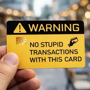 (2 Pack) Warning Sign Debit Card Skin - High-Quality Vinyl Scratch-Resistant Water-Resistant Peel-and-Stick Card Protector for Everyday Use