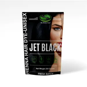 The Henna Guys Jet Black Henna Hair Color/Dye 200 Grams (2 Step Process) - Natural Ingredients for Reducing Shine, Improving Manageability & Darkening Hair