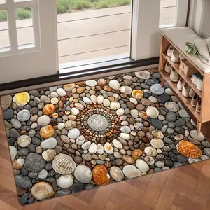 Rich Pebble Pattern Entrance Rug, Soft Flannel Door Mat, Non-Slip Indoor Carpet, Suitable for Hallway, Living Room, Bedroom, Bathroom