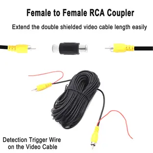 RCA Video Cable Upgrade Dual Shielding(19.69FT/6M),AV Cable Power Extension Cable Used for Connecting Monitor and Backup Rearview Camera Equipped with Female to Female Coupler and Power Cable
