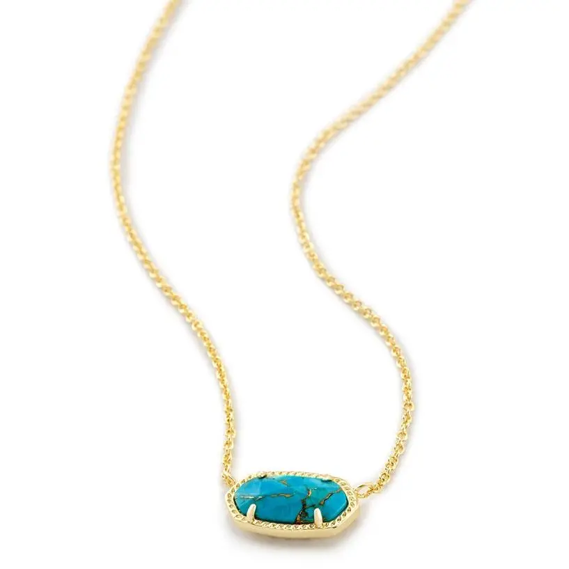 Kendra Scott Elisa Gold Pendant Necklace - Bronze Veined Turquoise - 4217714790