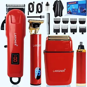 Largner 4-In-1 Electric Hair Clipper Kit, Rechargeable Cordless Trimmer with Zero Gap T Blade, LED Display, Hair Trimmer Set