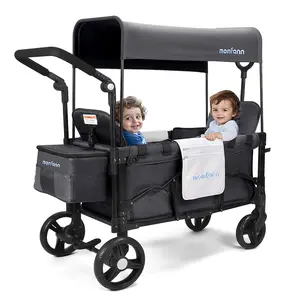 Momfann Baby Stroller Wagon, All-Terrain 2 Seaters Baby Wagon with Canopy, Parent Organizer, Adjustable Handle & Pull Bar for Infants and Toddlers