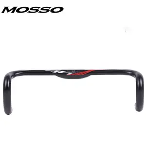 MOSSO AL-H/BAR-R07 Aluminum Road Bike Drop Bar, 31.8mm Clamp, 400/420/440mm Width, Black-Red