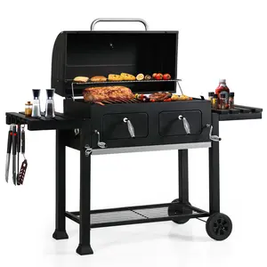 【Phivilla】Extra Large Heavy Duty Charcoal BBQ Grill – 794 SQ.IN Backyard BBQ Barbecue, Easy-Clean Ash Tray, Enamel Grates, Smokeless Outdoor Cooking Metal Iron Grill (Authentic Smoky Flavor