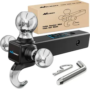 Nilight Shackle Hitch Receiver 2Inch 45000 LBs Breaking Strength 3/4" D Ring Shackle w/Trailer Hitch Pin Heavy Duty Solid Recovery Towing Kit for Trucks Jeeps Off Road Ball Mount