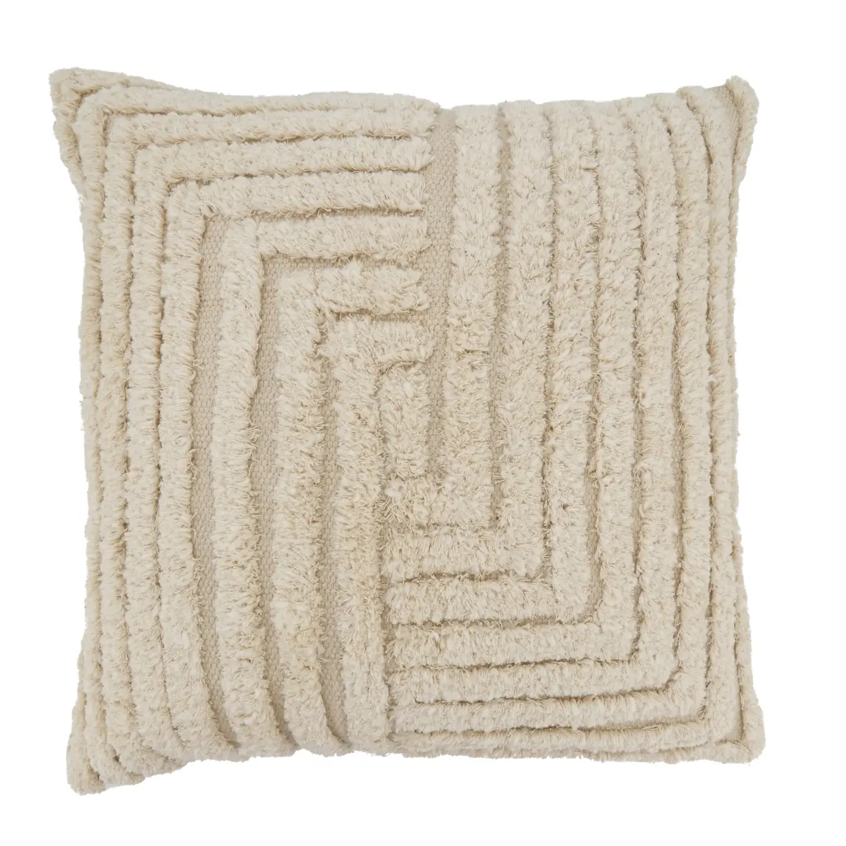 Saro Lifestyle 20 in. Decorative Tufted Geometric Square Cushion Cover, Natural Bliss Throw Pillow Cover