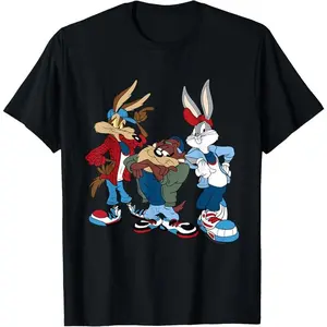 Cotton Unisex Looney Tunes Wiley, Bugs Bunny, Taz T-ShirtBreathable Cotton Casual Top