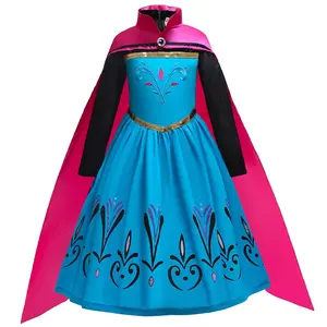 Girls Snow Princess Dress Long Sleeved Sparkly Costume with Tiara & Cape Set for Halloween Party, Sizes 2-13 Years