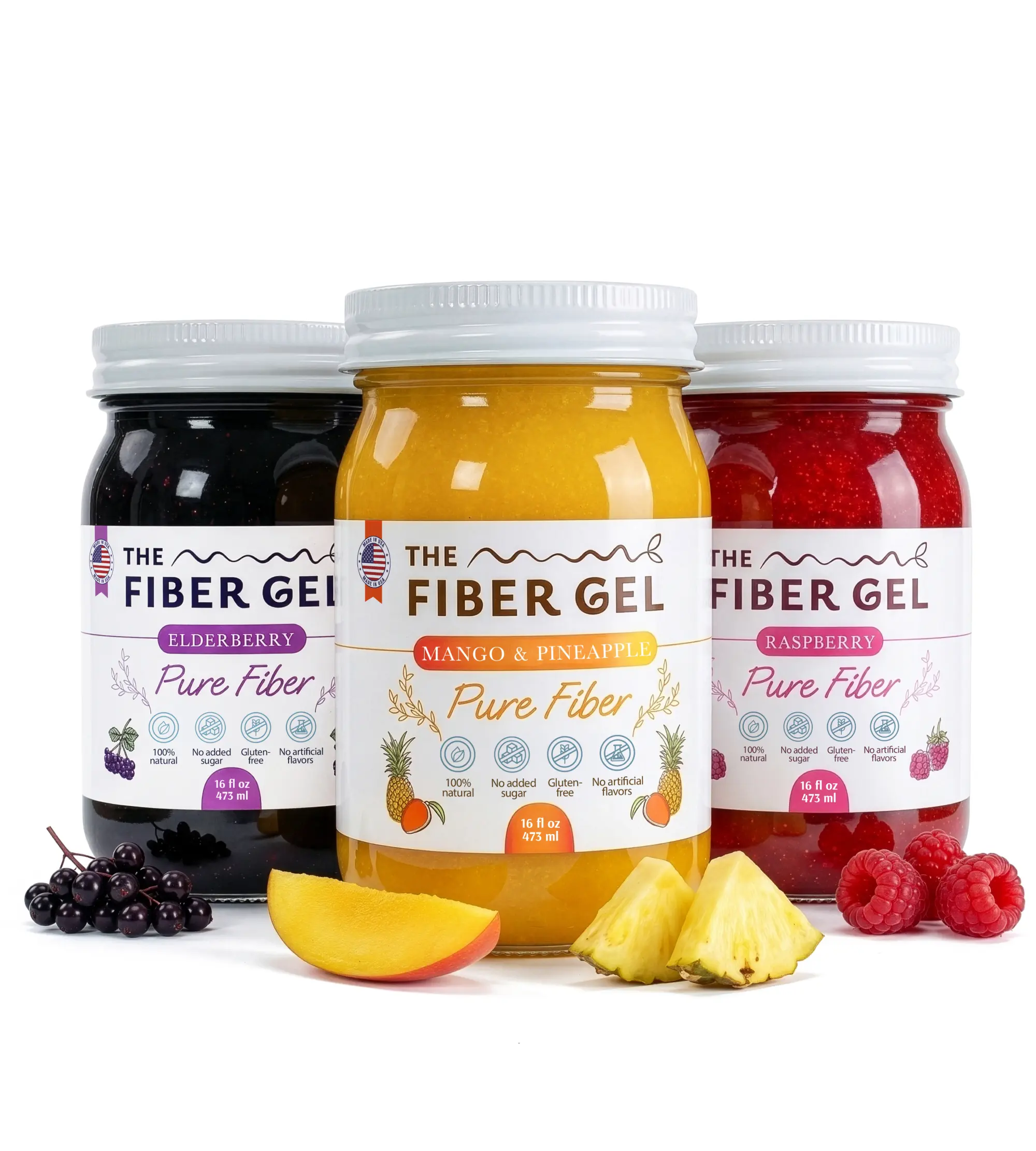 The Fiber Gel – Signature Trio – High Dietary Fiber Prebiotic Gel Formula — 100% Natural & Clean Label — Plant-Based Psyllium Husk & Inulin Complex — No Added Sugar, 48oz