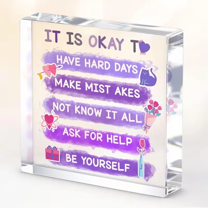 Acrylic Square Decorative Figurine Gift, Acrylic Plaque Decor, Stylish Home Decoration Accessory, Room Decor, Living Room Decor, Perfect Present for Any Occasion, Enhance Your Space Aesthetics