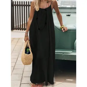 2026 Spring Backless Spaghetti Strap Lounge Dress | Soft Cozy Loose Fit Casual Home Dress
