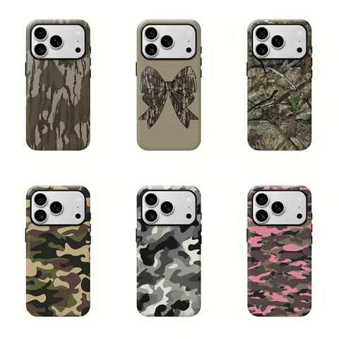 Camo Couple Durable Shockproof Smartphone Cover - Old School Matching Mobile Phone Accessories, Protector Compatible with iPhone 11,12,13,14,15,16,17 Pro Max/Pro/Plus, BF & GF Gift Idea