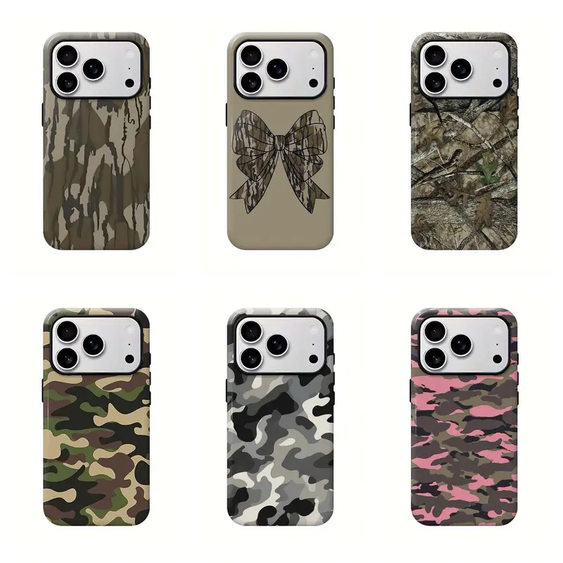 Camo Couple Durable Shockproof Smartphone Cover - Old School Matching Mobile Phone Accessories, Protector Compatible with iPhone 11,12,13,14,15,16,17 Pro Max/Pro/Plus, BF & GF Gift Idea
