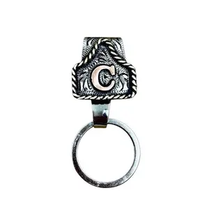 HandmadeCowTagBeltKeyHolderwithCopperInitial.FashionJewelryAccessories