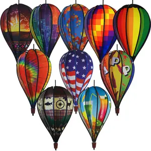In the Breeze 10-Panel Jumbo Hot Air Balloon Wind Spinner Colorful Outdoor Hanging Decoration for Yards Gardens Patios Weather Resistant Fabric with Fiberglass Frame
