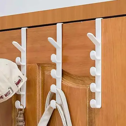 Vertical Plastic Door Hook, 3 Counts Door Back Hanging Hook, Multifunctional Home Storage Hook, Clothes Bag & Hat Hanger, Dorm Essentials, 2024 Storage Organizer