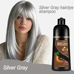 Instant Silver Gray Hair Color Shampoo,5-in-1 Long-Lasting Dye for Women and Men - Works in Minutes,Safe And Natural Color-Dyeing Shampoo Serum,No Pungent Smell,Unisex,Best Gifts,500 ml,Haircare